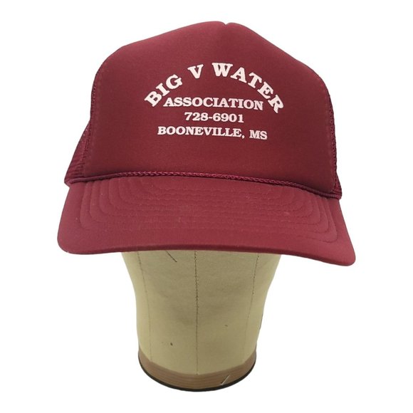 Big V Water Rope Braid Mesh Snapback Cap Trucker Foam Baseball Maroon Hat Nissin - Picture 9 of 13